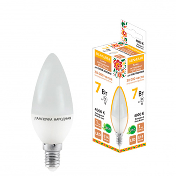 Лампа светодиодная TDM FС37-7 Вт-230 В-4000 К–E14 Народная - Светильники - Лампы - Магазин стабилизаторов напряжения Ток-Про